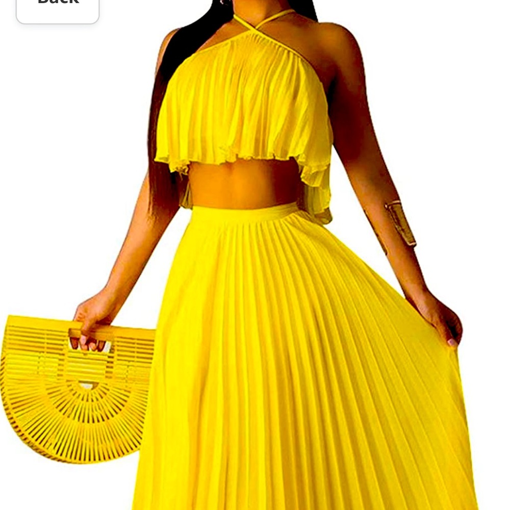 Yellow two piece chiffon
